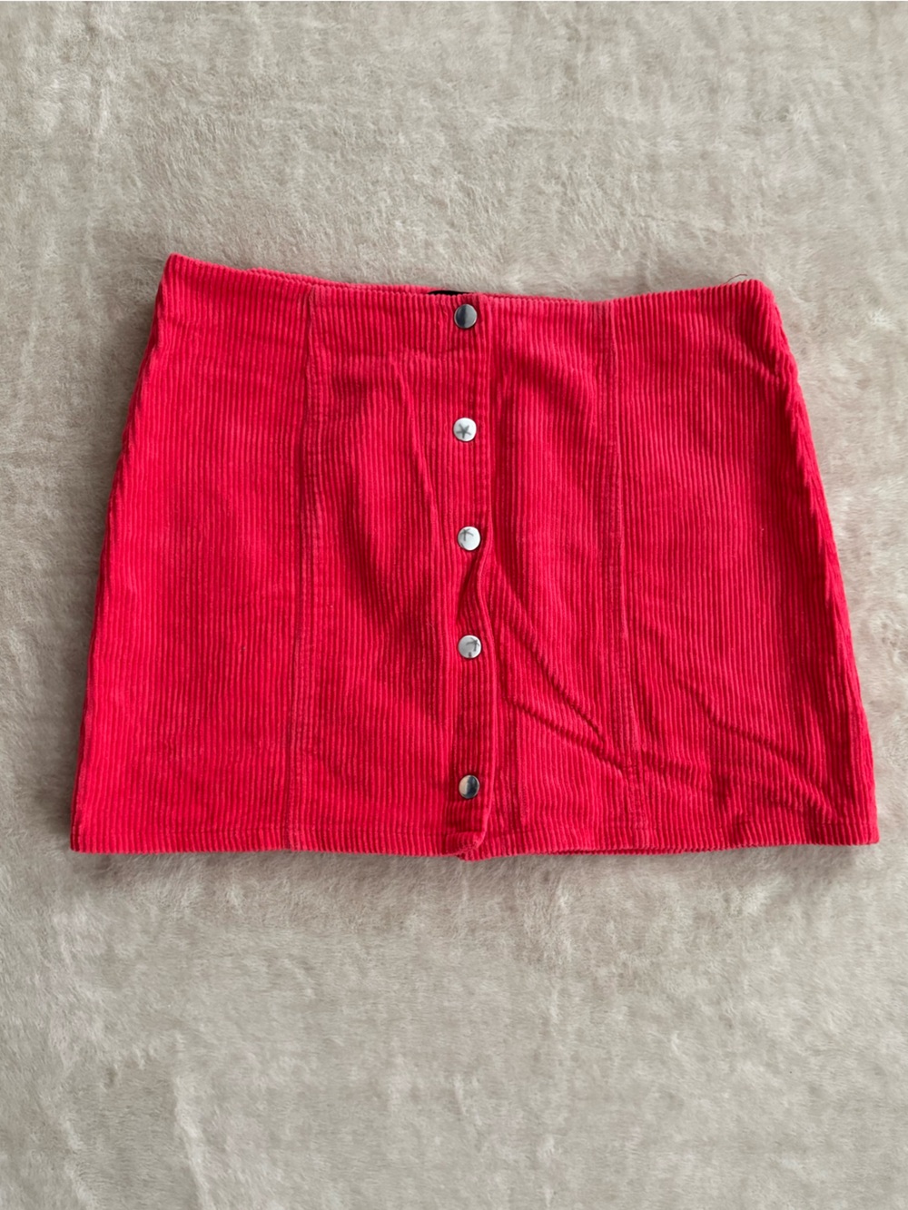 Forever 21 Bright Red Corduroy Button-Front Skirt